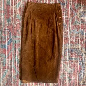 Talbots Brown Suede Midi Pencil Skirt